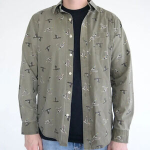 Vintage St.  John's Bay Green Duck Button Up Comfort Stretch Shirt S